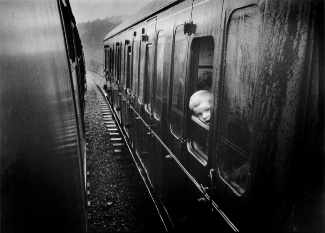Boy at train window