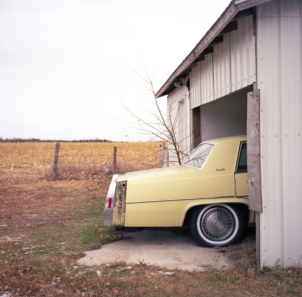 An old Cadillac sits in the garage of Terry "Stix" Steskal in Stuart, NE. Steskal owns property that is in the path of the proposed Keystone XL pipeline.