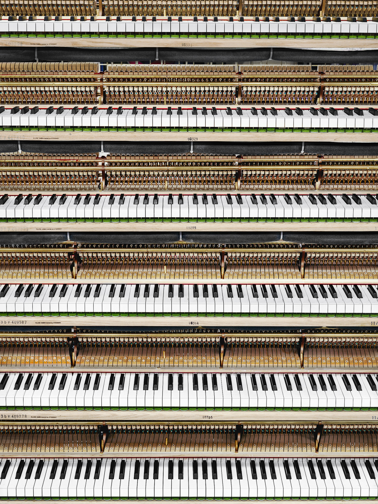 Piano keys before key polishing (Steinway & Sons piano factory, Astoria, NY)