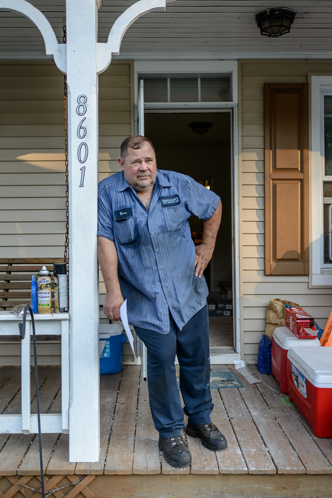 Dave on his Porch During Flood Renovation, Ellicott City, Maryla