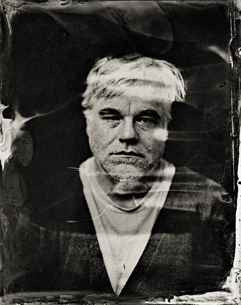 EXCLUSIVE PREMIUM RATES APPLY- Philip Seymour Hoffman  poses for a tintype (wet collodion) portrait at The Collective and Gibson Lounge Powered by CEG, during the 2014 Sundance Film Festival in Park City, Utah. (Photo by Victoria Will/Invision/AP)