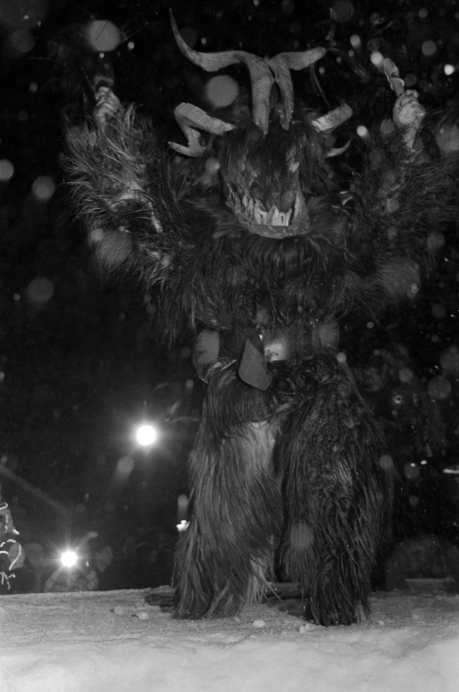 New Year's 2013, Lungotz, Austria  Perchten in Snow Making Noise with Bells, Lungotz Perchtenlauf
