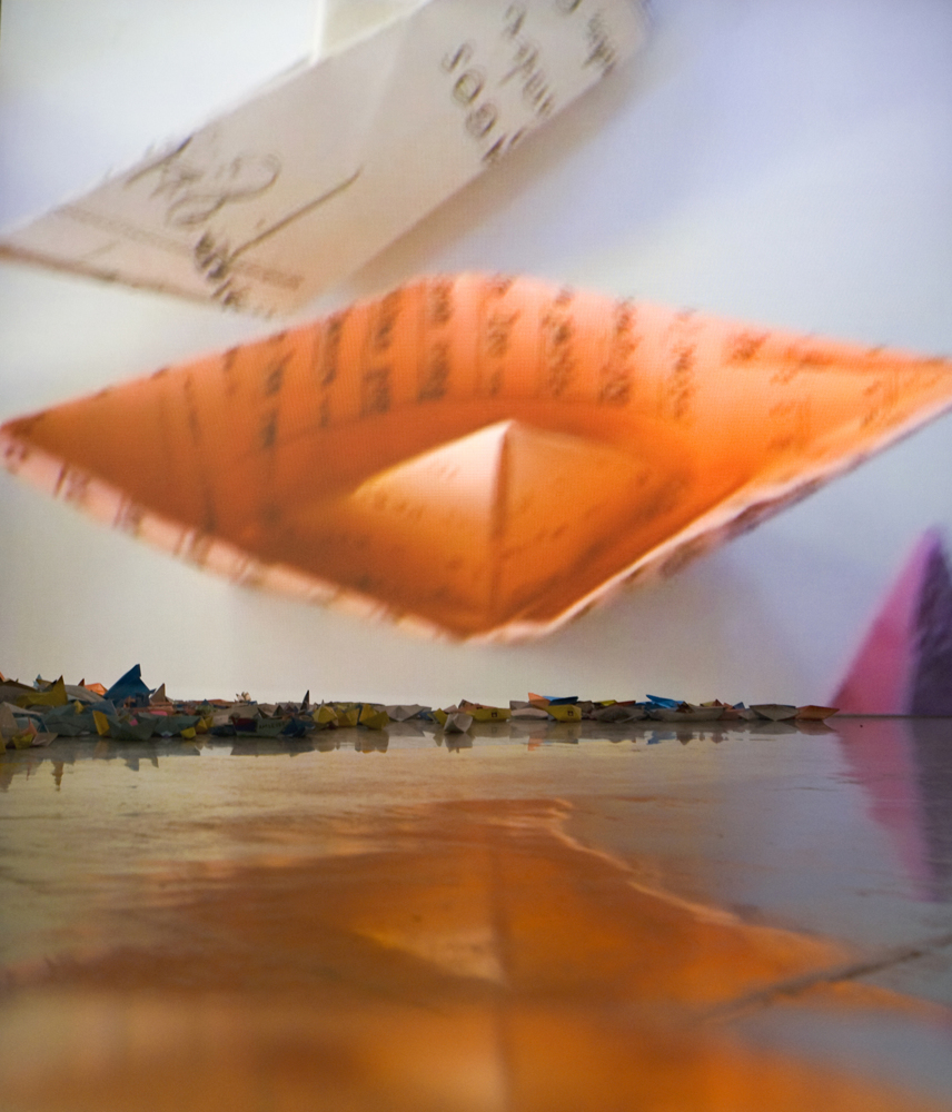 barquitos de papel/ paper boats, installation view, American University Museum, Washington, DC, 2008.