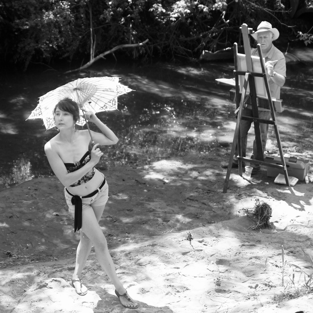 the model and her artist at Intrenchment Creek – square