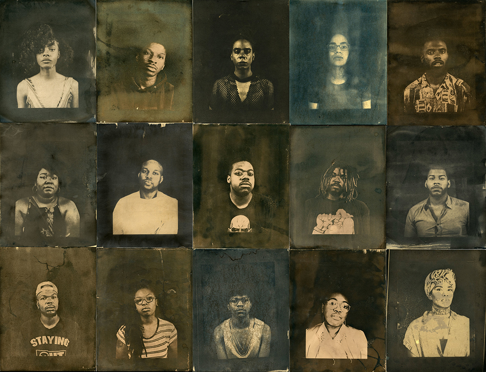Derrick Woods-Morrow - 14_Darryl_Terrell_ © #Project20's Group shot, Cyanotype, Black Tea, Black Coffee, Chicago, 2017).” 2019If you kick us out of our hood, I put us on your white walls