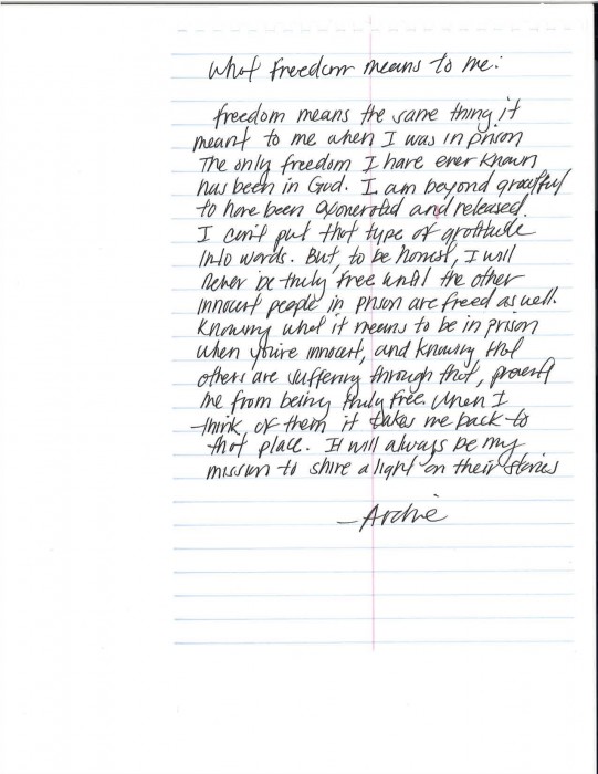Archie Williams letter