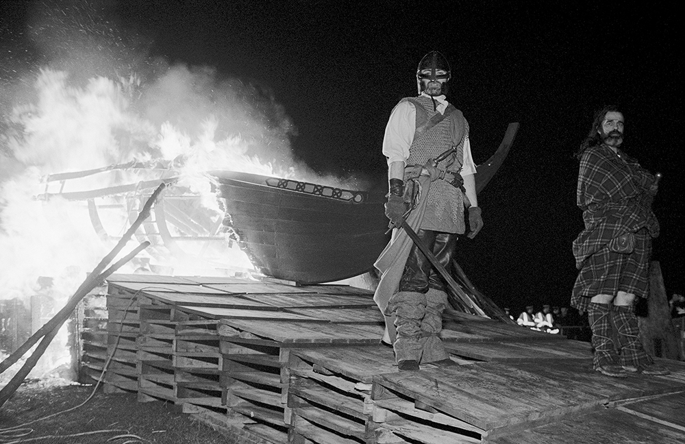 New Year’s Eve, Edinburgh Scotland Vikings Atop Burning Longboat, Calton Hill