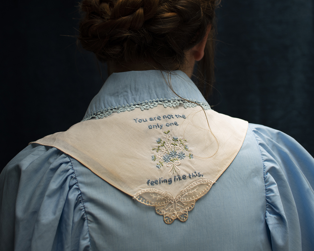 woman with embroidery on her back