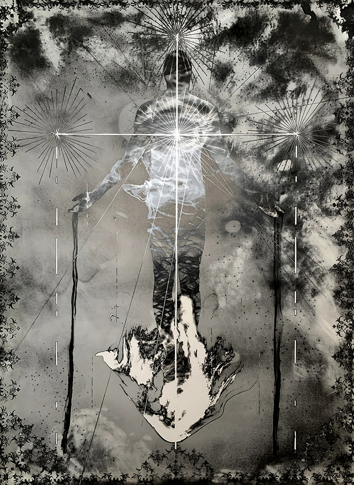 Unique Mordancage print, gelatin silver photogram, 30x40 inches