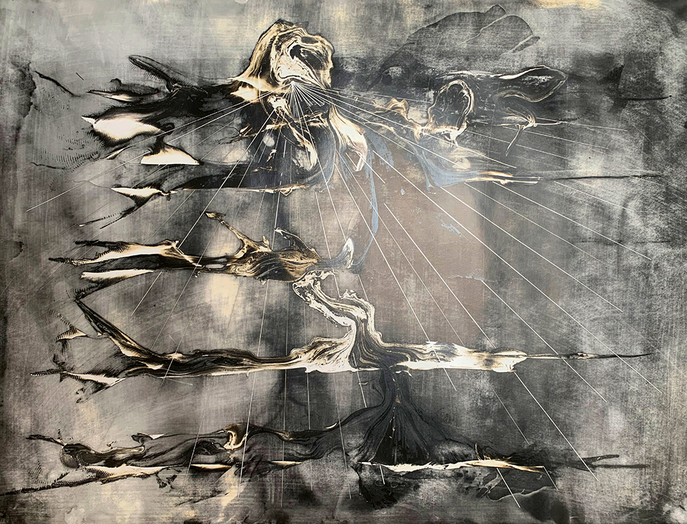 Unique Mordancage print, gelatin silver photogram, 30x40 inches