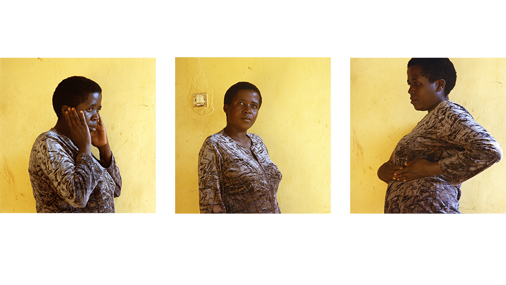 Portraits of a Tutsi genocide survivor in Rwanda, taking part in group counselling.