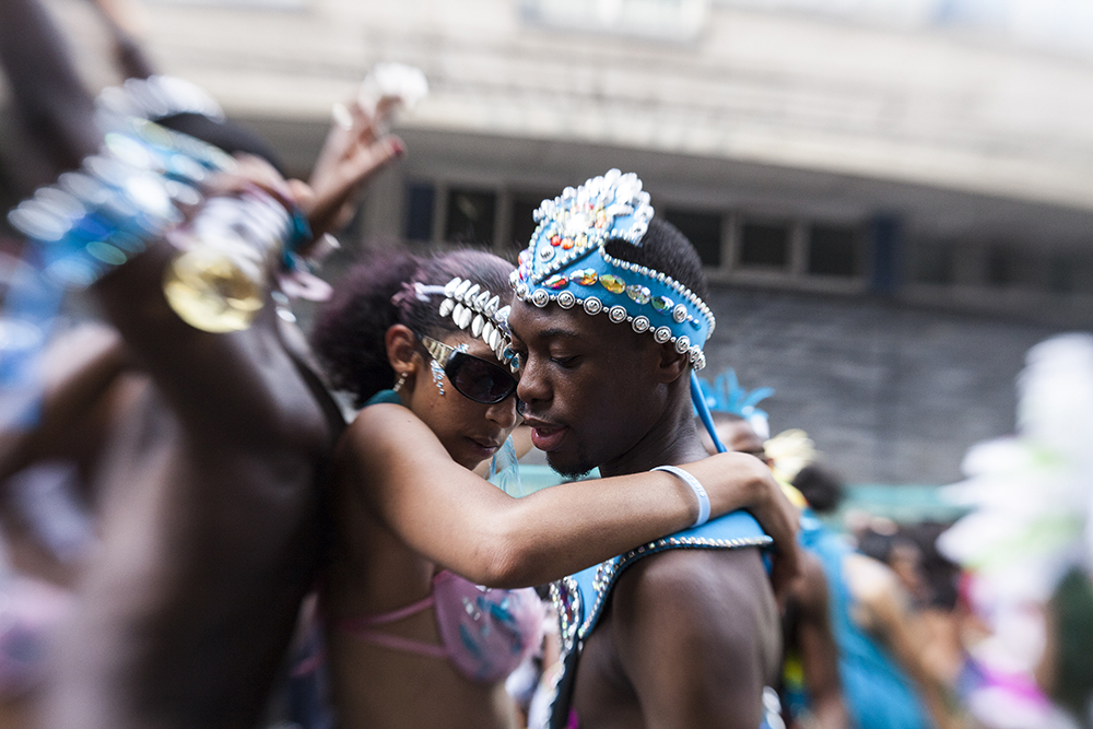 Photograph of young members of Flagz Mas Band at Notting Hill Carnival.
