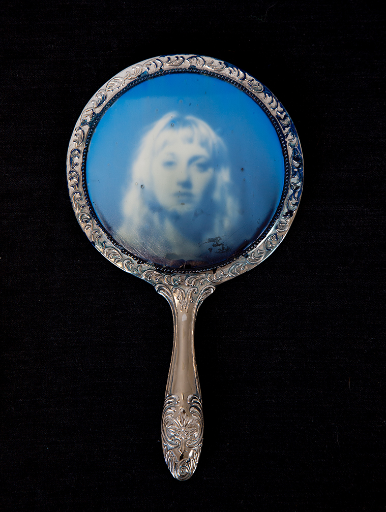Metzner_Self Study with Me (And You), Cyanotype on found object, 2015