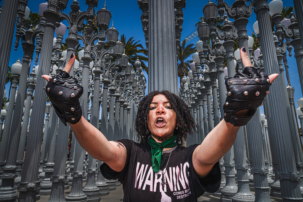 RiseUp4Abortion protest at the Urban Light sculpture by Chris Burden at LACMA in Los Angeles, CA on July 28, 2022. (Photo by Mykle Parker)