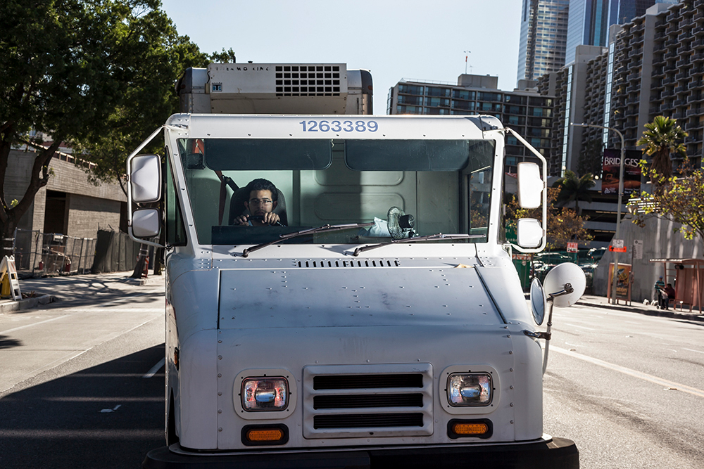 White Mail Van, Downtown Los Angeles - 2015