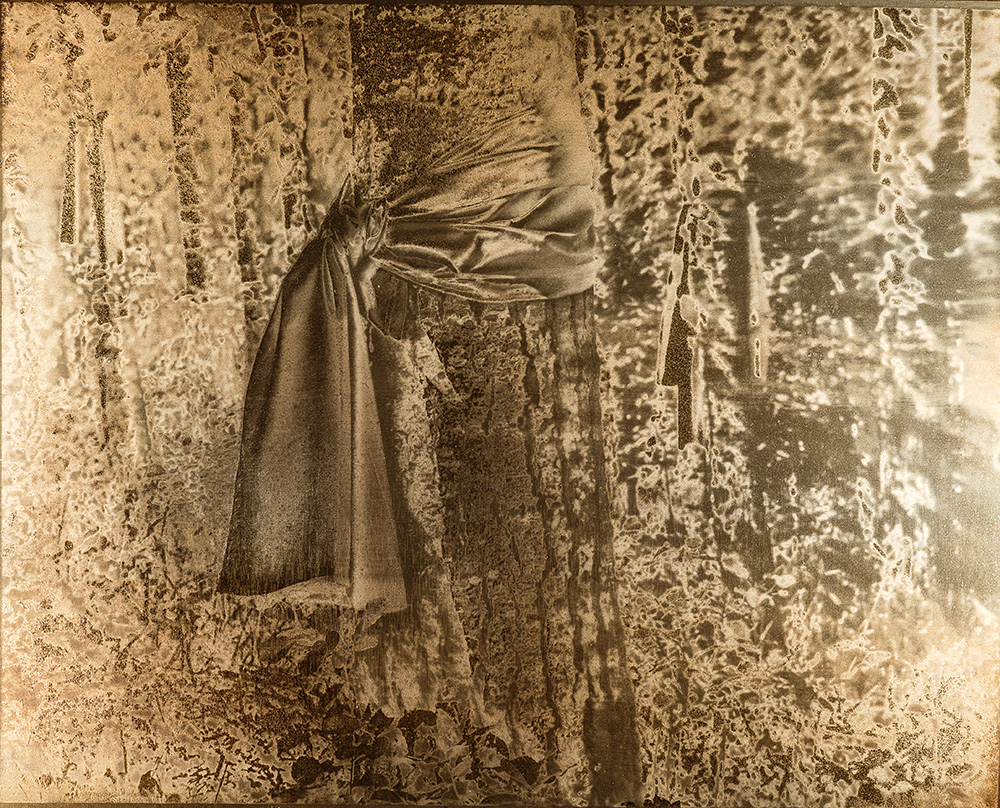 Warren Cariou, Prayer Tree, 2017. 8"x10," petrograph on aluminum. Courtesy of the artist.