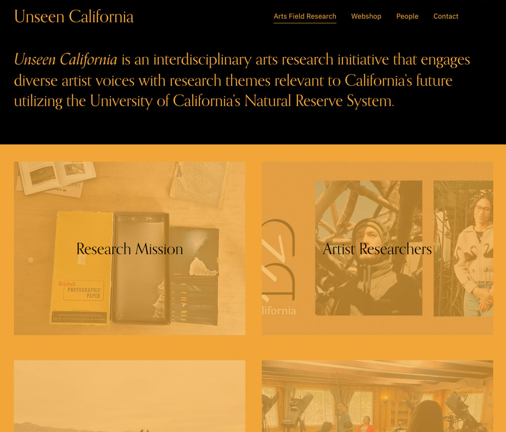 Unseen California's website splash page, August 2026. Overshoot with Yogan Muller.