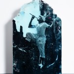 Faun_58 x 38 x 9 cm, analog b:w photograph, hand printed on concrete, lava stones, resin, unique print, 2023