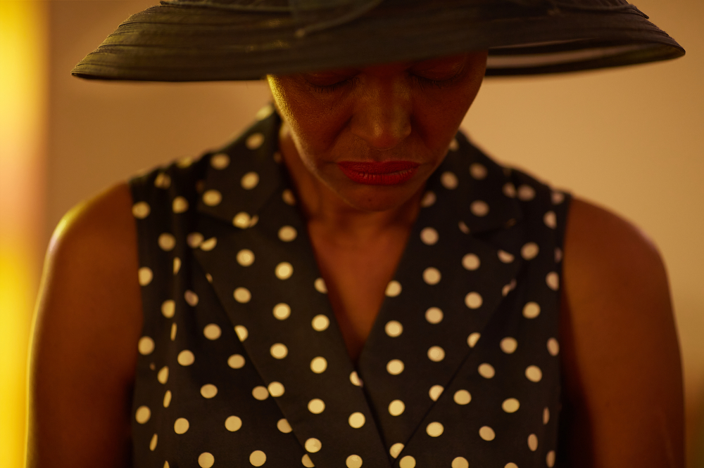 Myra Haynes in prayer at Travis Chapel Methodist Church in Cleveland, GA, October 16, 2016.
